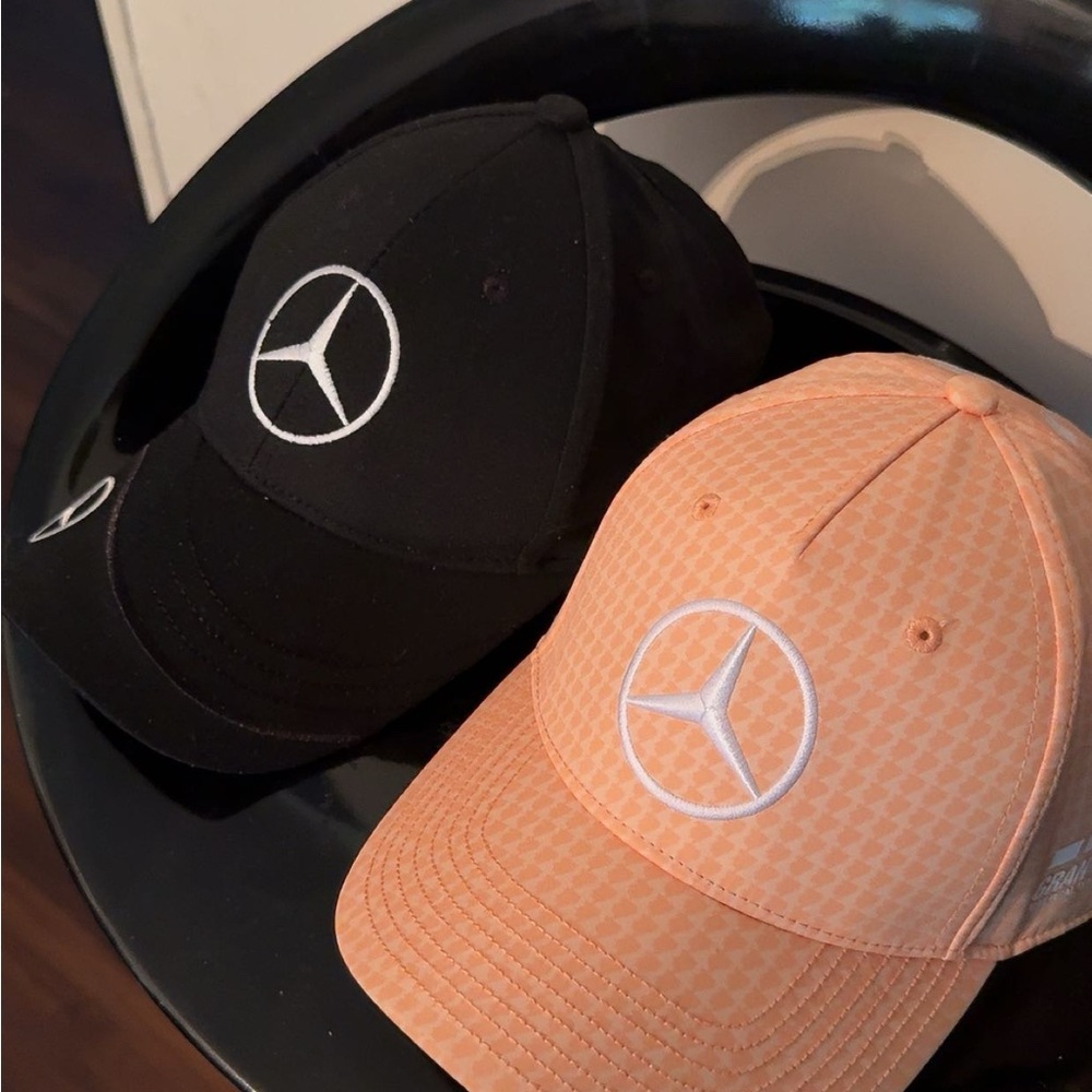 Brand New Mercedes AMG Petronas Black and Peach Caps $45 for both!